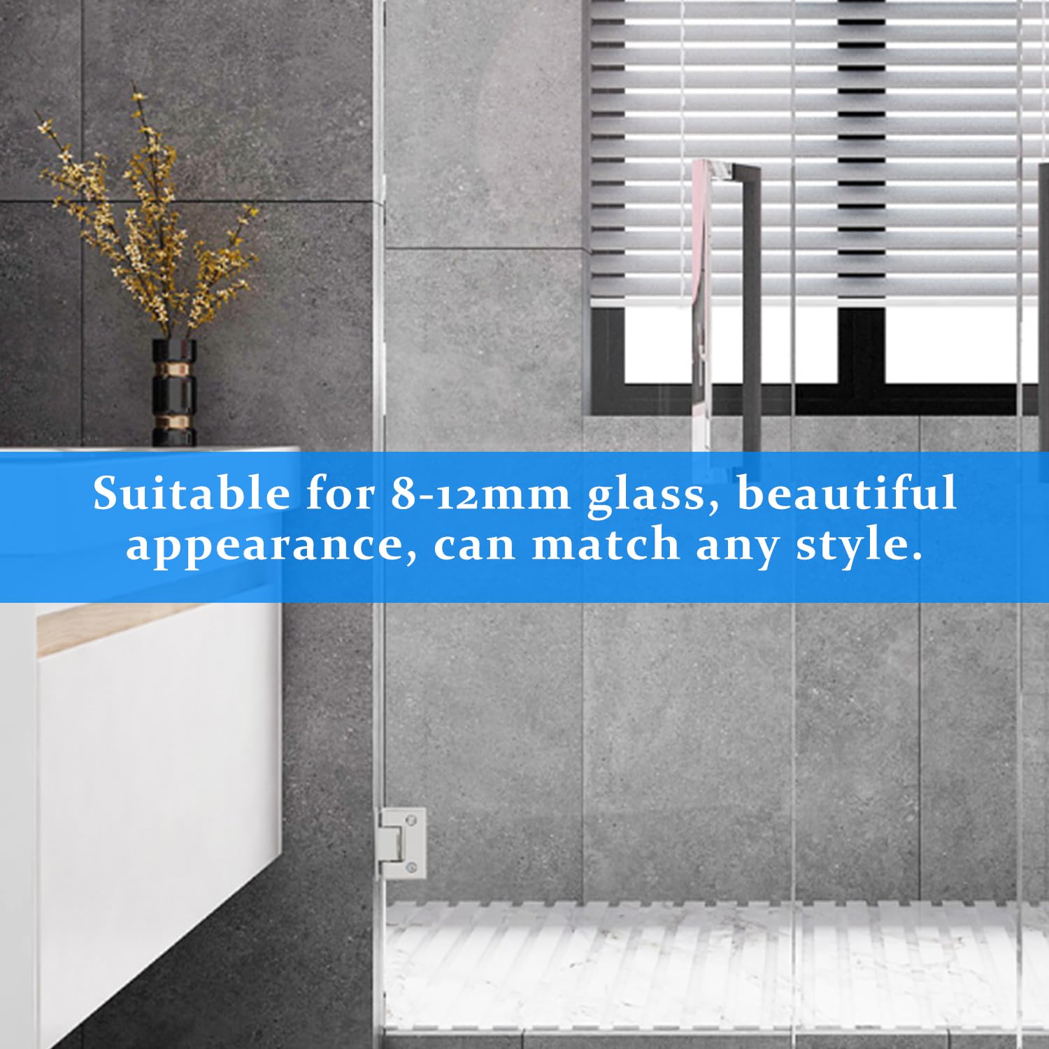 Bisagra para Puerta de Cristal, de Acero Inoxidable, 8-12 mm, Cristal Grueso de 90°, Clip de Baño de Acero Inoxidable, para Puertas de Cristal, Vitrinas, Puertas de Armario (2 unidades)