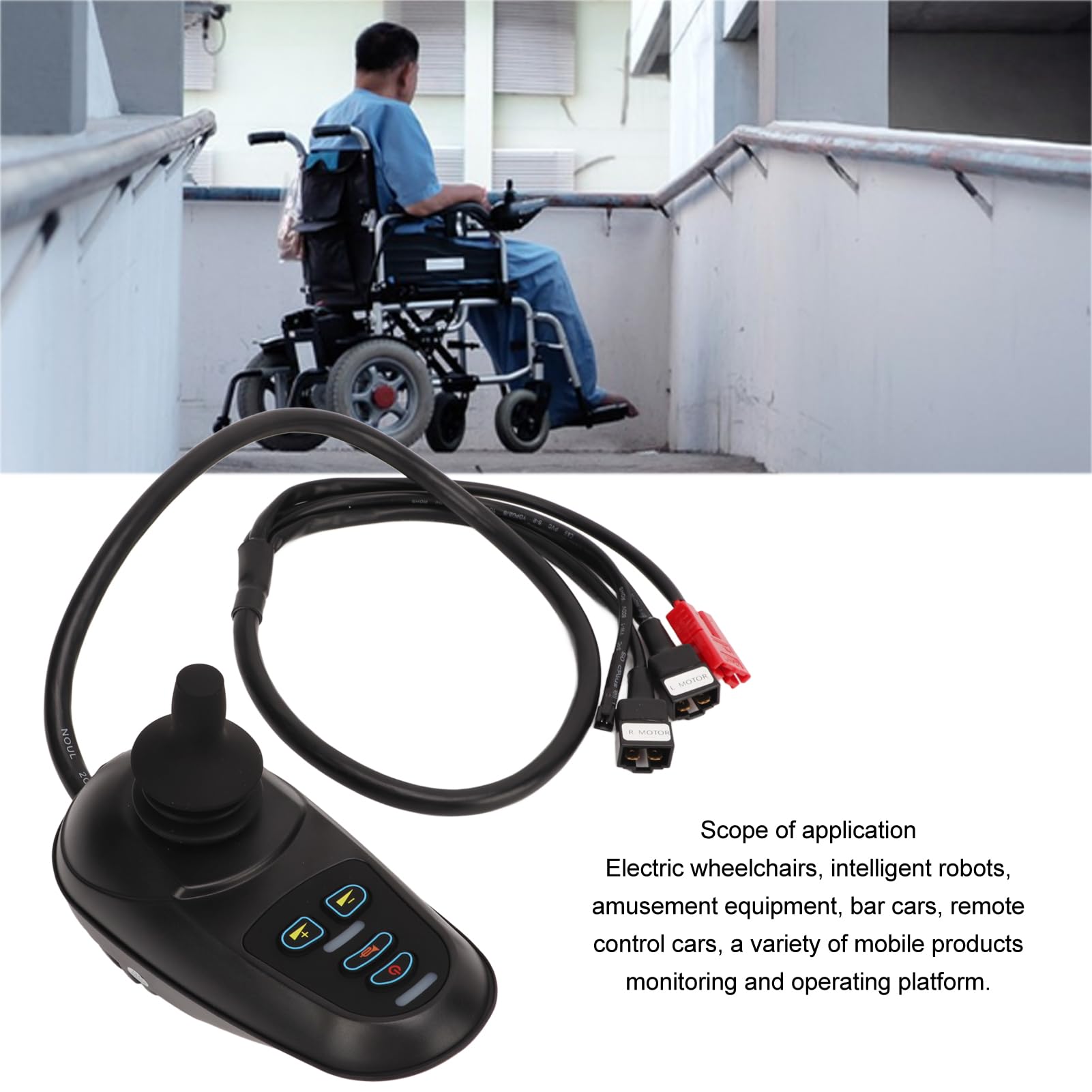 Controlador de joystick para silla de ruedas eléctrica de control inteligente AI de alta sensibilidad Fácil instalación Diseño ABS de caucho metálico duradero para sillas de