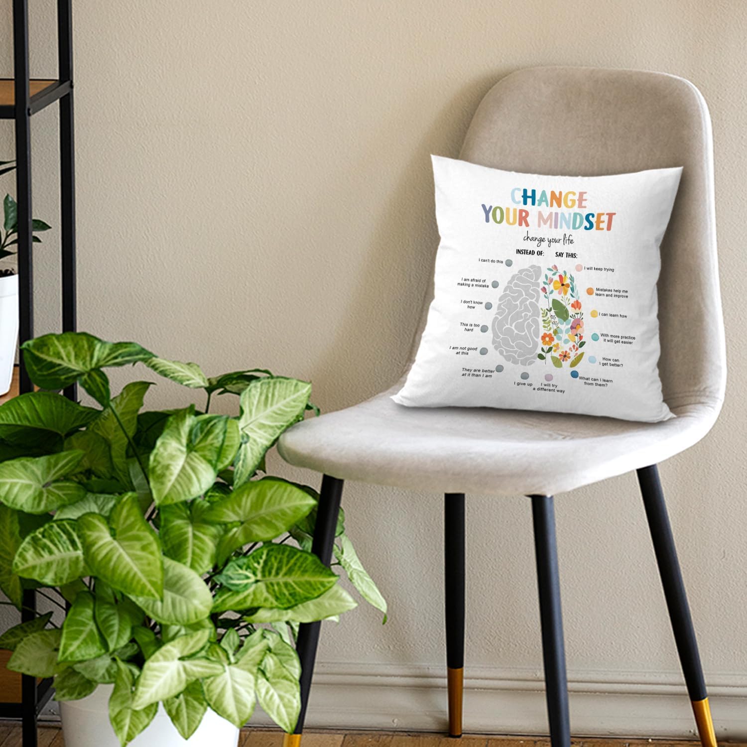 Growth Mindset Pillow Covers 18x18 - Mental Health CBT Decorative Throw Pillow Covers for Therapy Office Decor Calm Down Corner School Counselor Office Classroom - Image 3