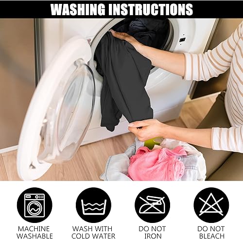 Miniatura 6 de Mantel ajustable negro para mesas redondas, paquete de 2 manteles elásticos reversibles, impermeable, resistente a las manchas, para uso en