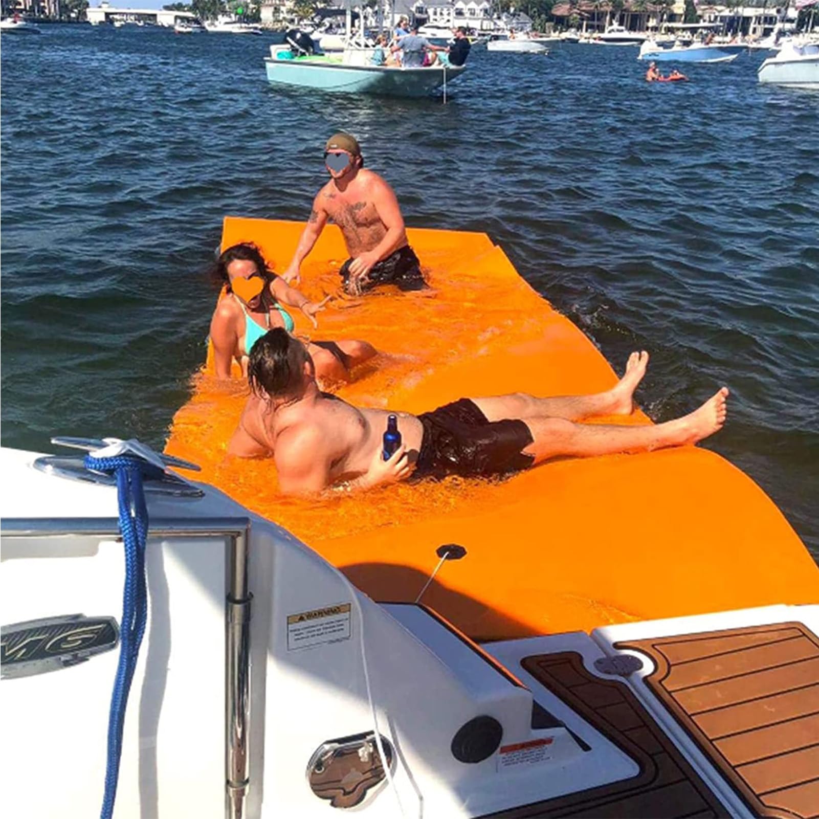 Tappetino galleggiante per lago, resistente tappetino per giglio per ricreazione, relax, nuoto, divertimento in spiaggia, feste in piscina, prendere il sole, attività in famiglia, capacità 6 persone