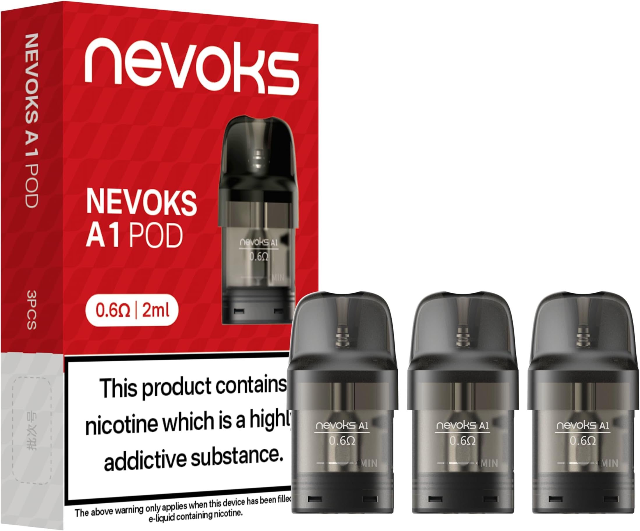 TVDC Feelin A1 Pods for Nevoks - 3 Pack, E Cig DTL Vaping, 2ml Cartridge Capacity No Nicotine (Pack of 3, 0.6ohm RDL)