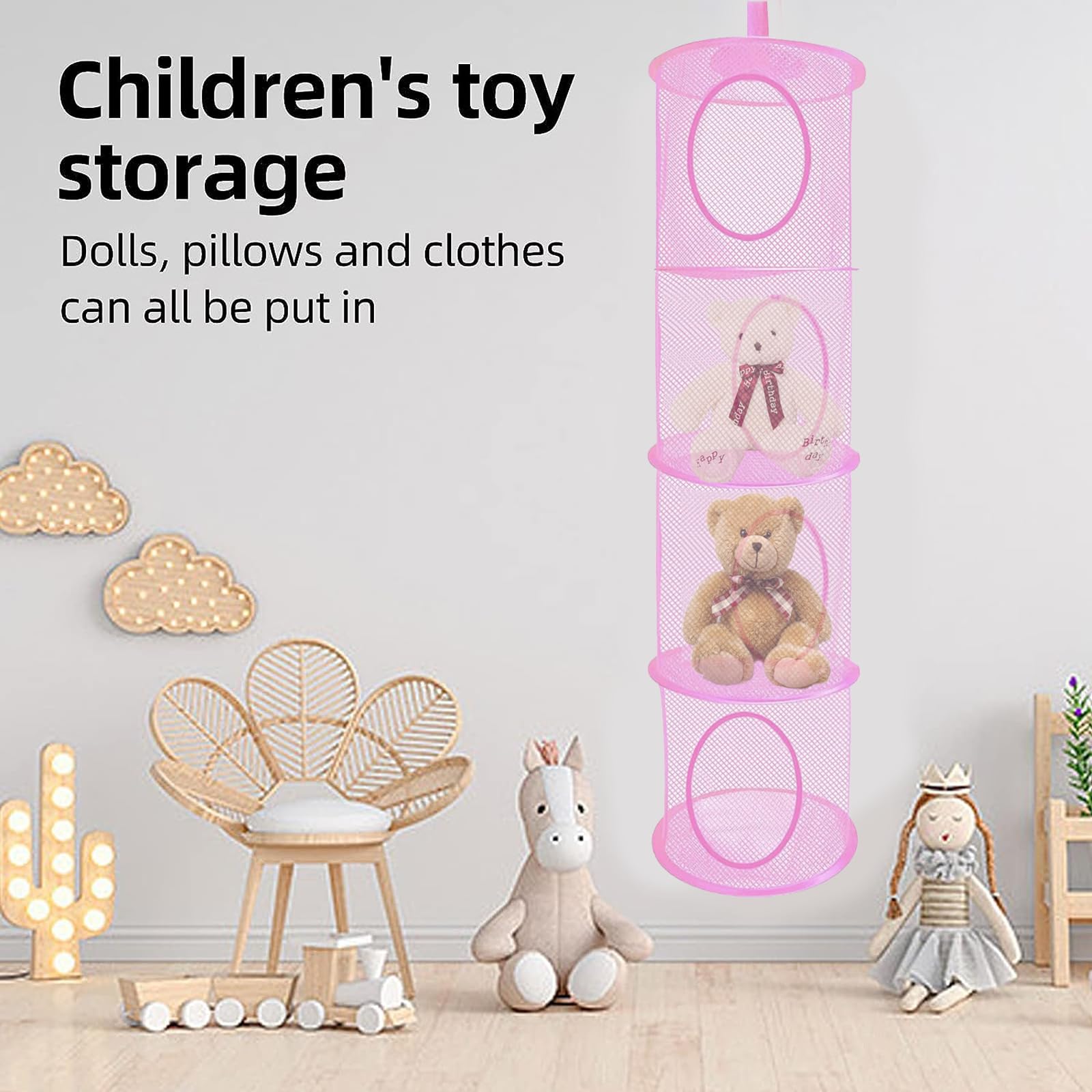 Storage Basket Mesh Toy Storage Mesh Hanging Storage For Stuffed