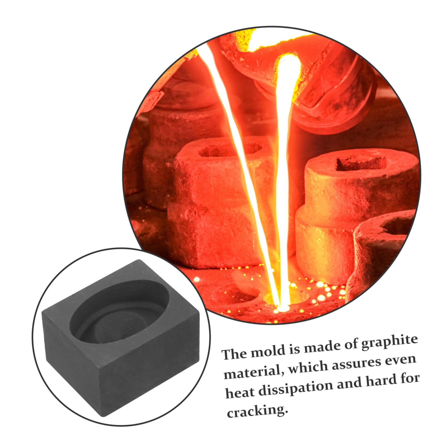 Housoutil 5 Pièces Moule à Lingotière Graphite Forme de Outil de Métallique pour Or Autres Métaux pour Éducation Scientifique Analyse Laboratoire