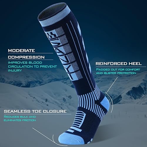 Miniatura 2 de SANYIYIBA 2 pares de calcetines de esquí de lana merina profesional para deportes de invierno, esquí, patinaje, senderismo, escalada, snowboard,