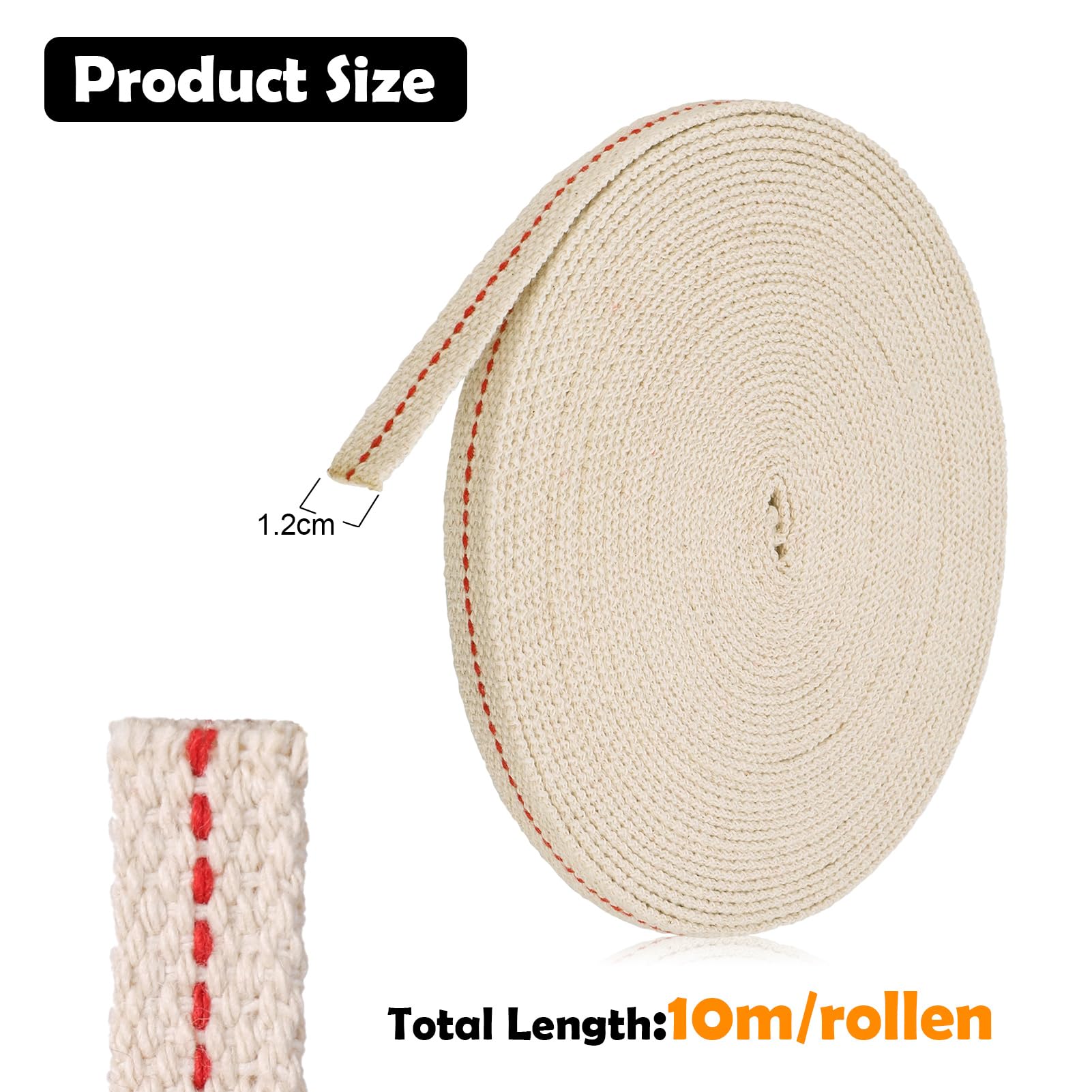 Öllampen-Docht Aus Baumwolle – 1,27 Cm Breit, 6 M Rolle, Für Paraffin & Kerosin, Ersatzdocht