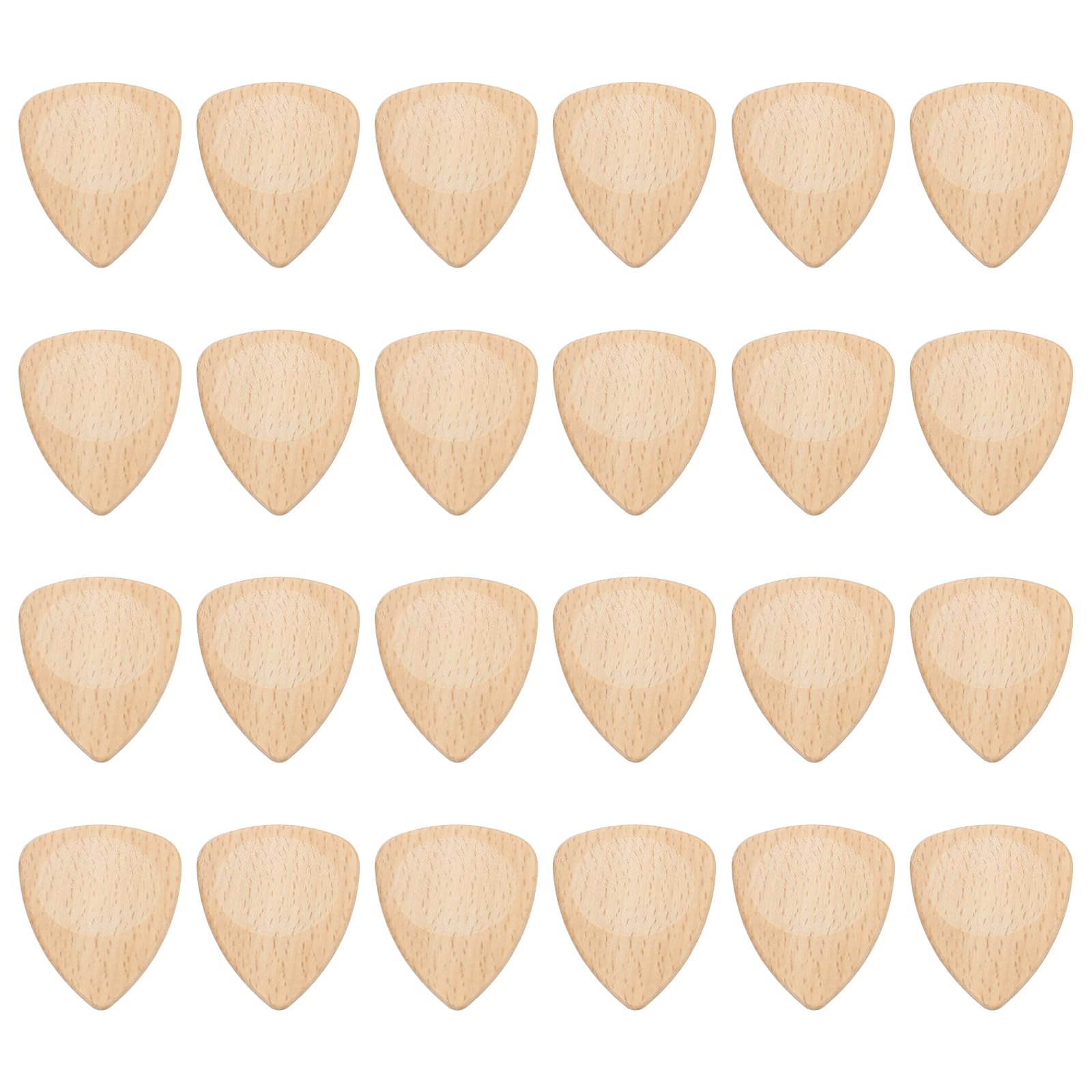 Muiltvoe 24 Pcs Wood Guitar Pick, 3.0mm Ultra Heavy Gauge Pine Wood Groove Shape Guitar Picks for Electric, Acoustic, Bass Guitars, Wood Color