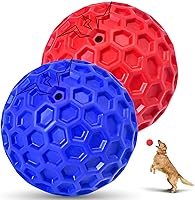 CHEODIN 2 Pack Indestructible Squeaky Dog Balls for Aggressive Chewers - Durable Rubber Chew Toys for Medium Large Breeds, Teething Anxiety Relief