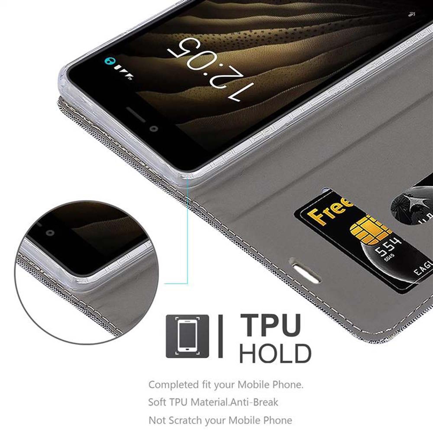 Cadorabo Custodia Libro Per Lenovo K6 / K6 Power – Grigio Chiaro/Marrone, Con Vani Carte, Chiusura Magnetica E Stand