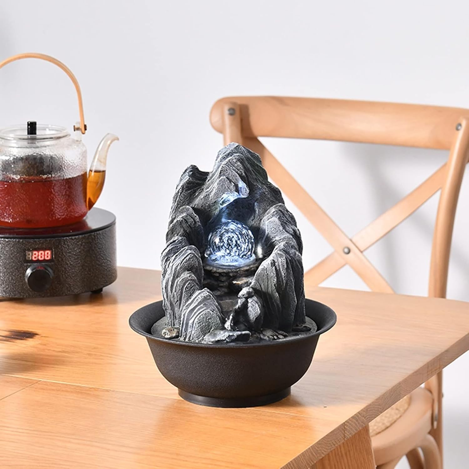 Tabletop Waterfall Desktop Fountain Indoor Tabletop Fountain Waterfall with Rotatable Ball for Desk Office Home Bedroom Tabletop Water Fountain