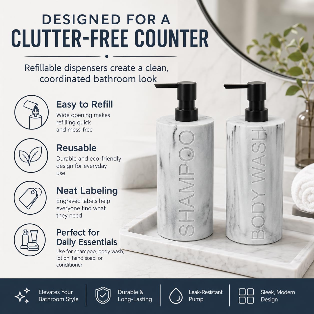 Dispenser per shampoo, balsamo o bagnoschiuma per il bagno