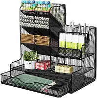Suporte de Caneta de Malha para Mesa, Organizador de Lápis Multifuncional com Gaveta, Organizador de Mesa de Malha, Suporte de Lápis Para Mesa, Organizadores de Mesa E AcessóRios