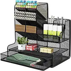 Suporte de Caneta de Malha para Mesa, Organizador de Lápis Multifuncional com Gaveta, Organizador de Mesa de Malha, Suporte de Lápis Para Mesa, Organizadores de Mesa E AcessóRios