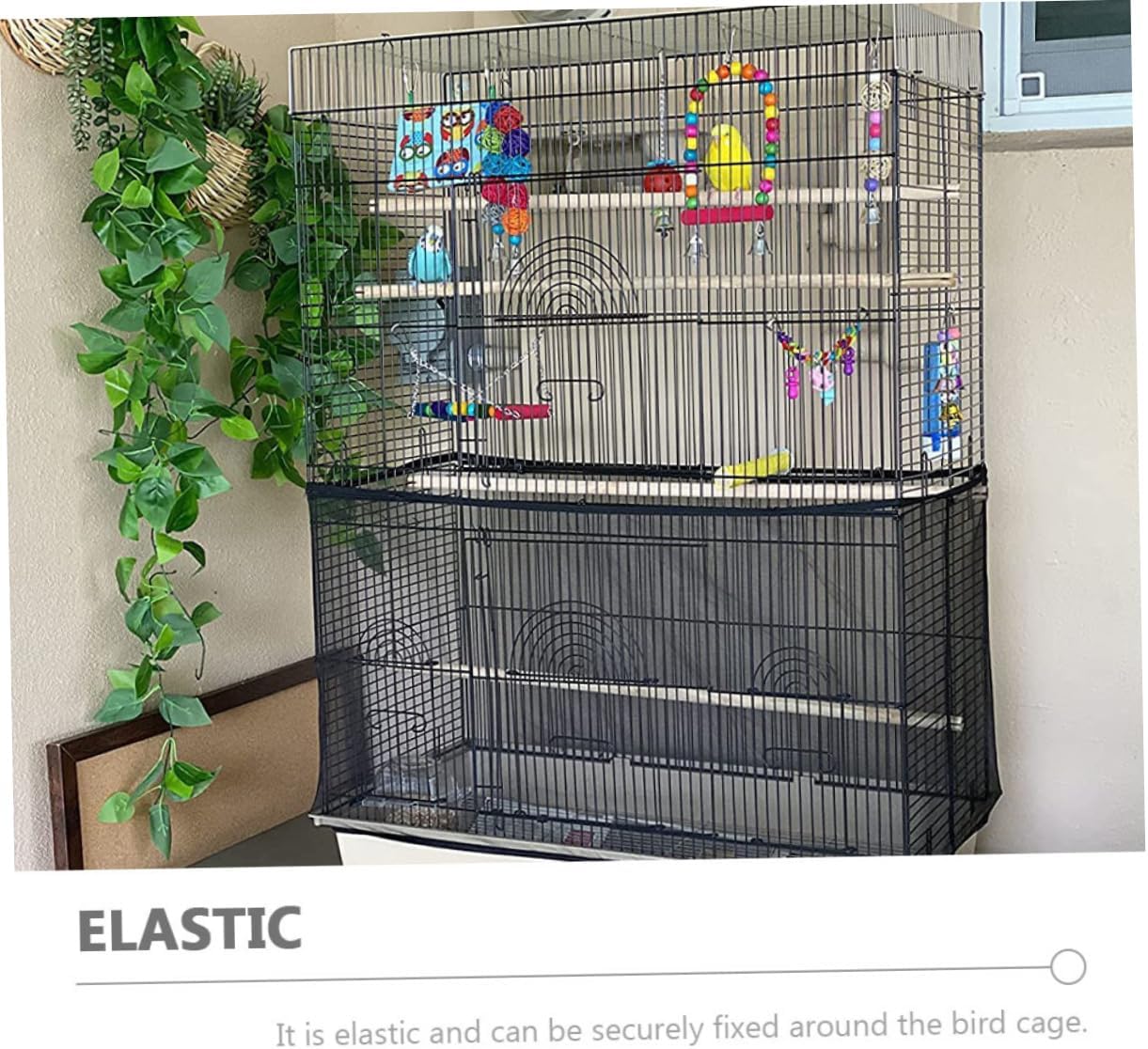 2pcs Parrot Cage Cover Breathable Mesh Birdcage Netting Elastic Bottom Easy to Install Accessory for Birdcage