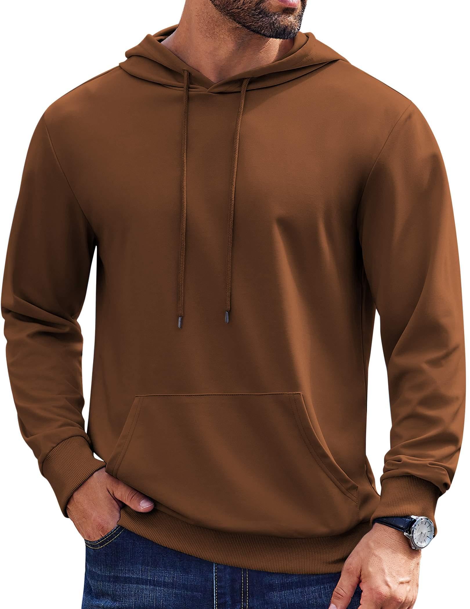 MAREOUT Unisex Solid Hoodies Brown 300 GSM