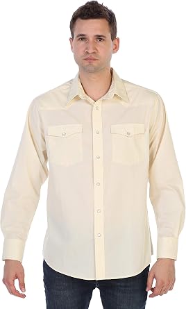 Gioberti Mens Solid Long Sleeve Western Shirt with Pearl Snap-on Buttons