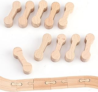 10 Rail Connection Wood Track Essential Accessories, Wooden Train Track Connectors Coupling Block Wood Track Fixer Accessories Compatible with Tracks of Thomas Wooden Train Track Brio World Train