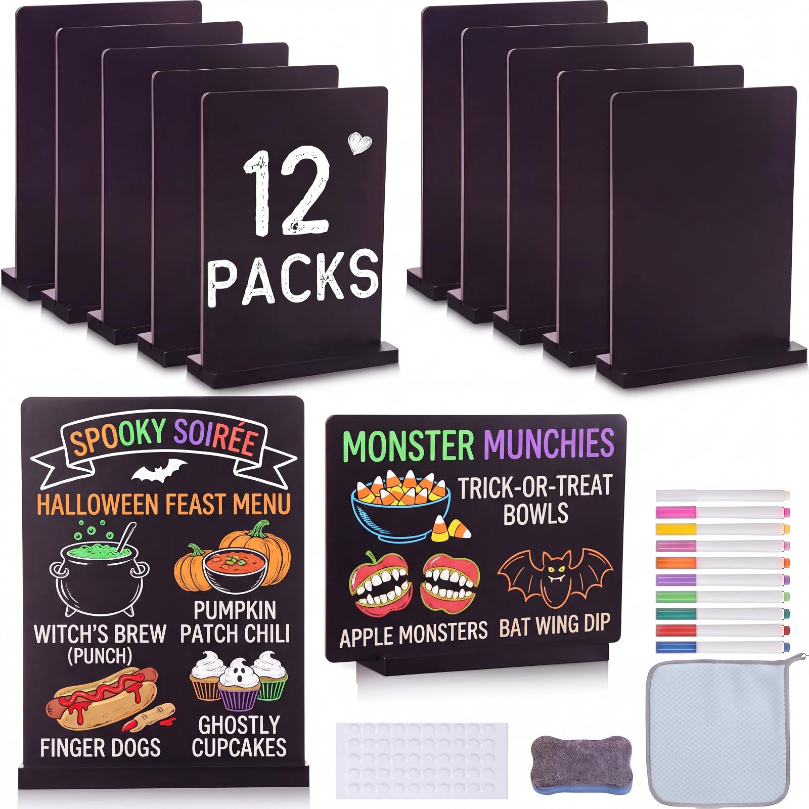 12 Pcs Small Tabletop Chalkboard Sign with Wood Stand 6"x8" Mini Chalkboard