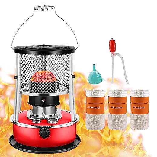 Kerosene Heater,Kerosene Heaters for Indoor Use,2600W Heating power,15㎡ Heating range,Portable Heater for Indoor and Outdoor, Camping and Fishing(Red,4.5l)
