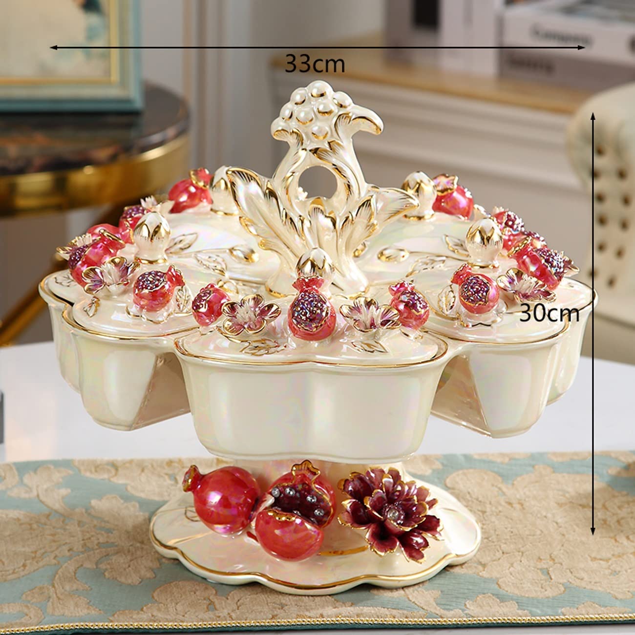 plateau à fruits, Assiette de fruits secs rotative à 5 grilles(Red)