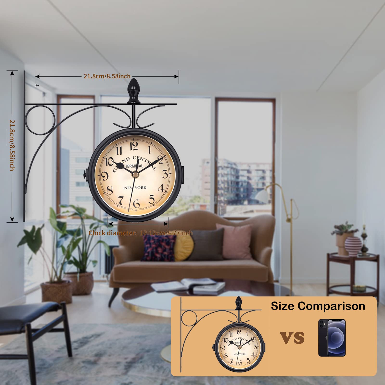 Horloge Murale D'angle Double Face Pour Salon, Horloge D'angle Pour La Murale Creative Et Luxueuse 98666769