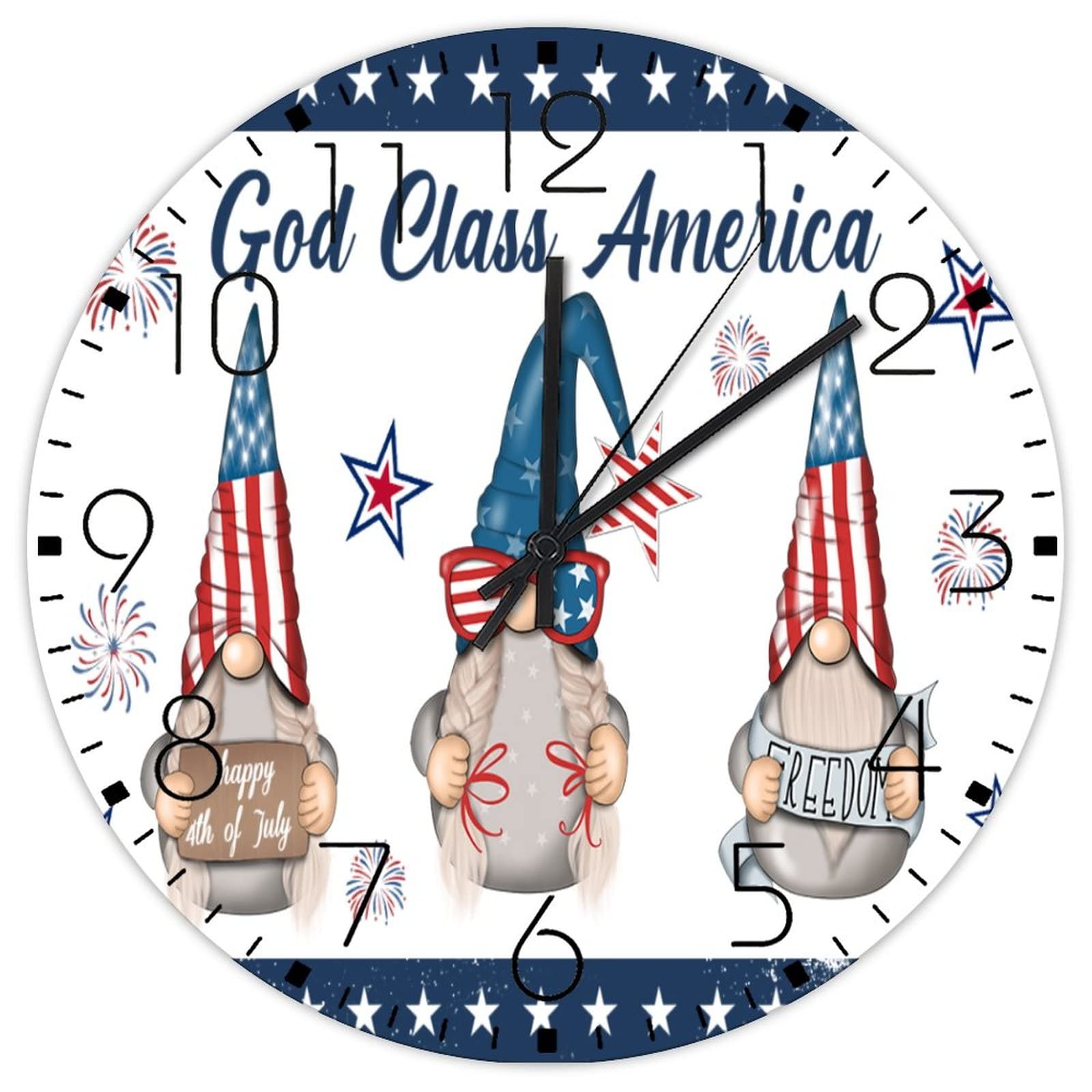 Horloge ronde en bois patriotique 38 cm de haute qualité murale