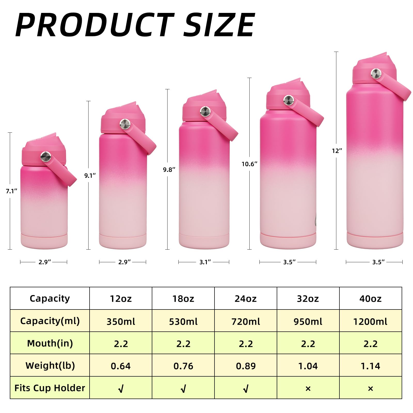 BJPKPK Insulated Water Bottle with Straw Lid, 40oz Large Thermos, BPA Free Leak Proof Stainless Steel Metal Water Bottles - Image 3
