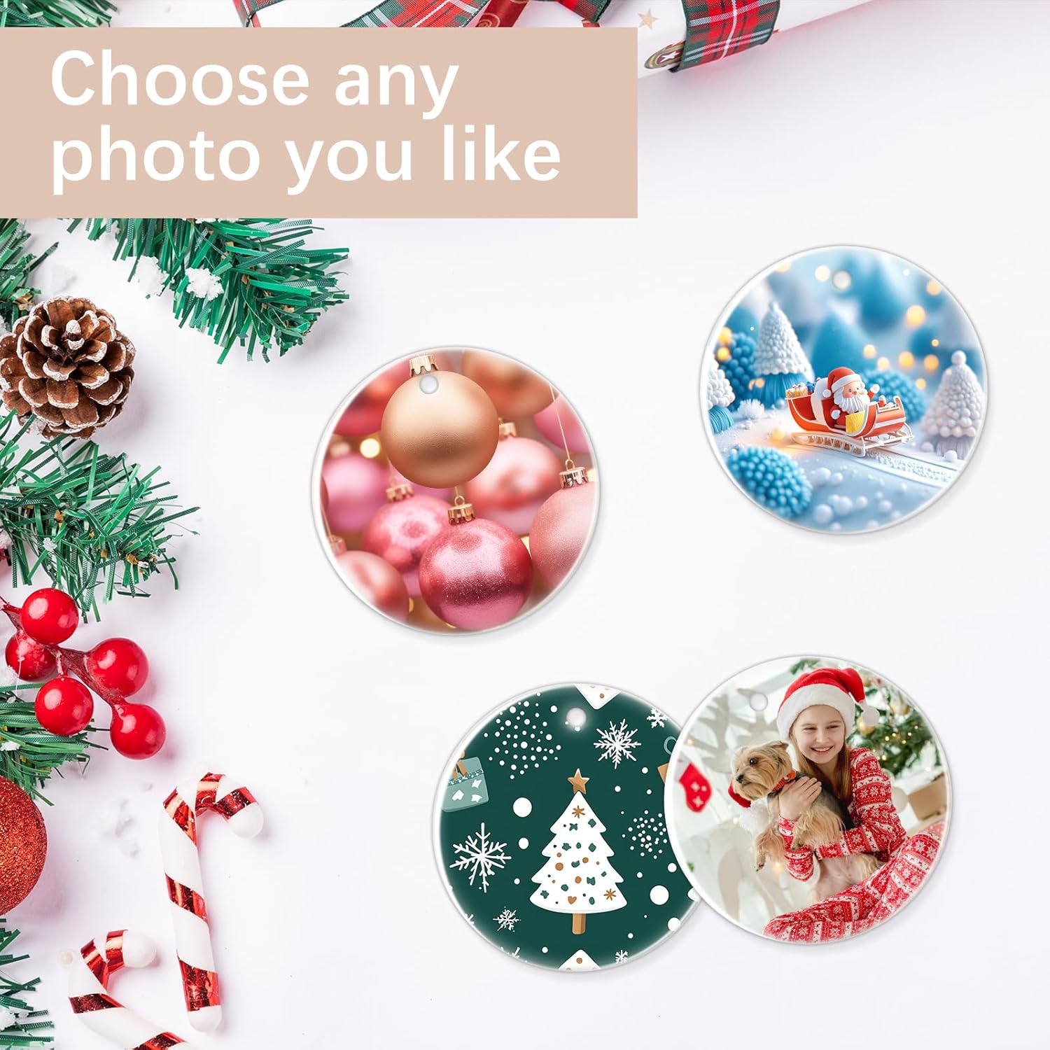 25 PCS Sublimation Ceramic Ornament Blank 3 inch White Round Christmas Ceramic Decoration Crafting DIY Personalized Home Decor Bulk Two-Sided Printed - Image 5