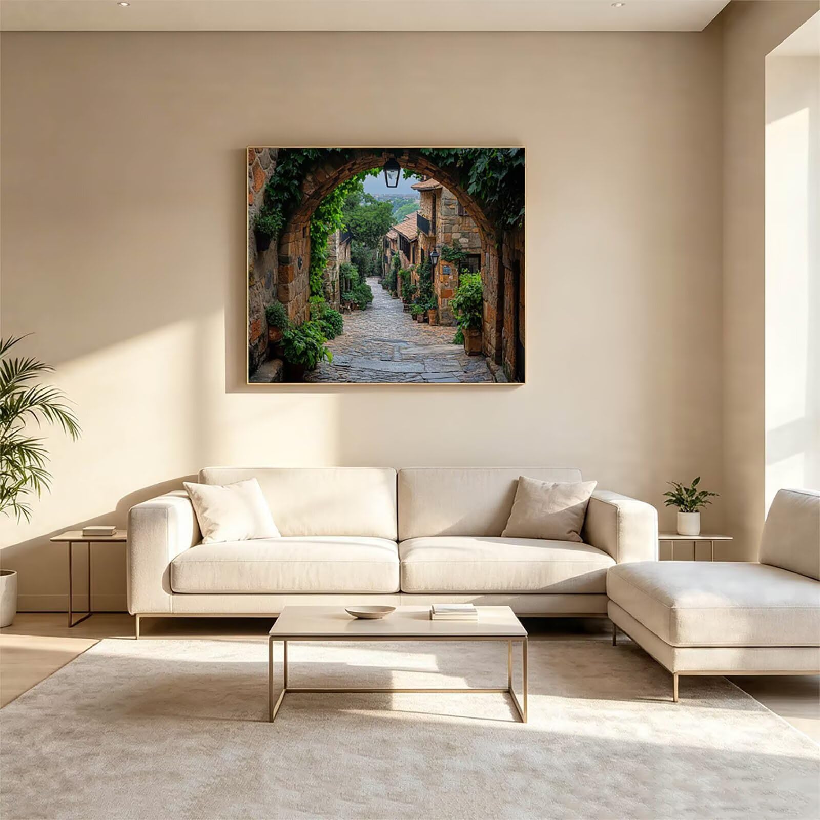 Dipingere con i Numeri Adulti Piccola Città Tele 70x95cm ZSHS-2540 | Kit Pittura Hobby Creativi Adulti con Colori Acrilici Pennello Paittura Tela Vista Stradale per Quadri Moderni Soggiorno