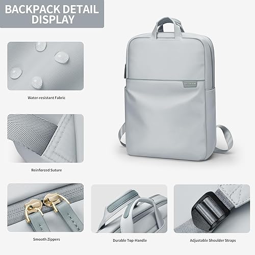Miniatura 9 de Mochila para laptop para mujer, con asa de mano, abierta, casual, para trabajo, viajes, mochila para libros de 15 pulgadas + mochila de viaje para