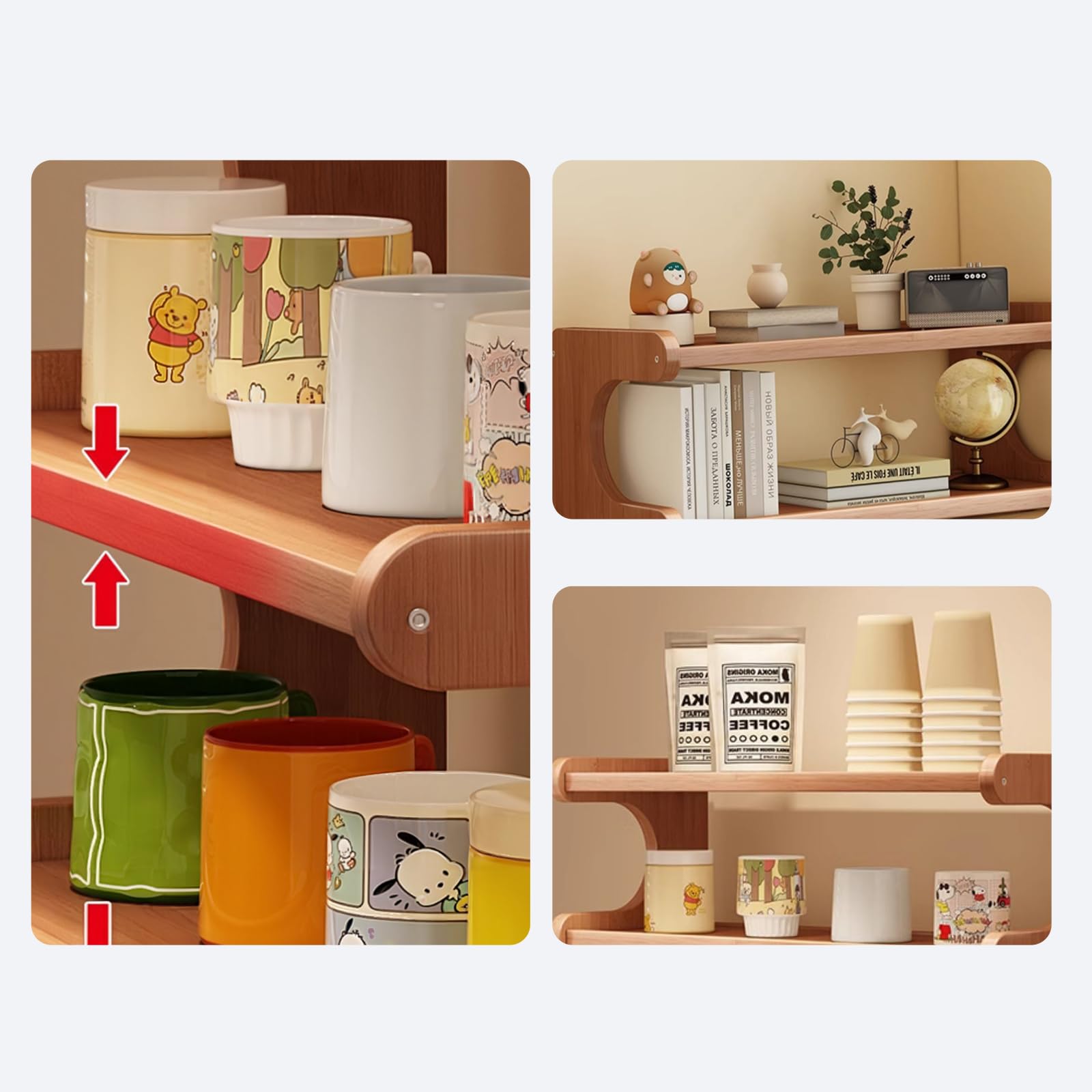 Tischregal Schreibtisch Organizer Regalaufsatz, Holz Schreibtisch Aufbewahrungsregal Bücherregal-Organizer für Büro Kommode