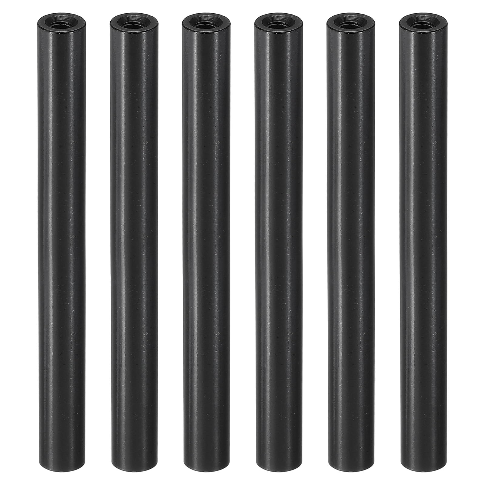PATIKIL 6pcs M3 Metal Threaded Standoff Spacer Nuts, Round Aluminum Spacers Female Coupling Screws, 1/8" ID x 1/4" OD, Black 3x6x60mm