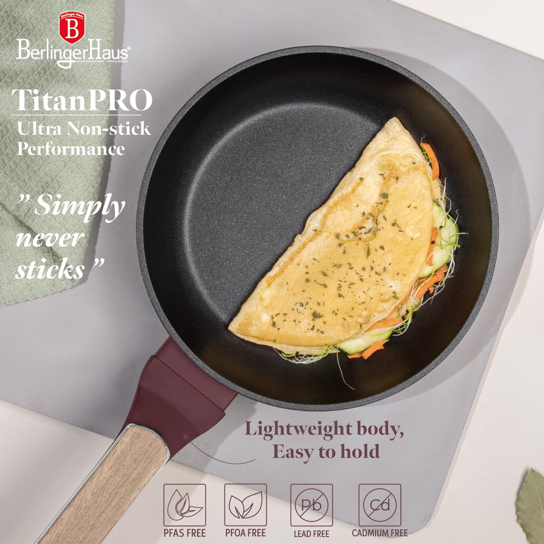 Berlinger Haus Juego de Sartenes Antiadherentes 3 Piezas, Aluminio Forjado con Revestimiento TitanPro, Inducción Turbo, Mango Ergonómico, Apto para Todas las Cocinas, Colección Leonardo Nordic