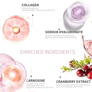 MOND'SUB Under Eye Mask - 6 Pairs Orange Crystal Eye Mask for Sleeping- Puffy Eyes Dark Circles Treatments with Hyaluronic Acid, Reduce Under Eye Bags and Smooth Wrinkles, Brighten (Cranberry)