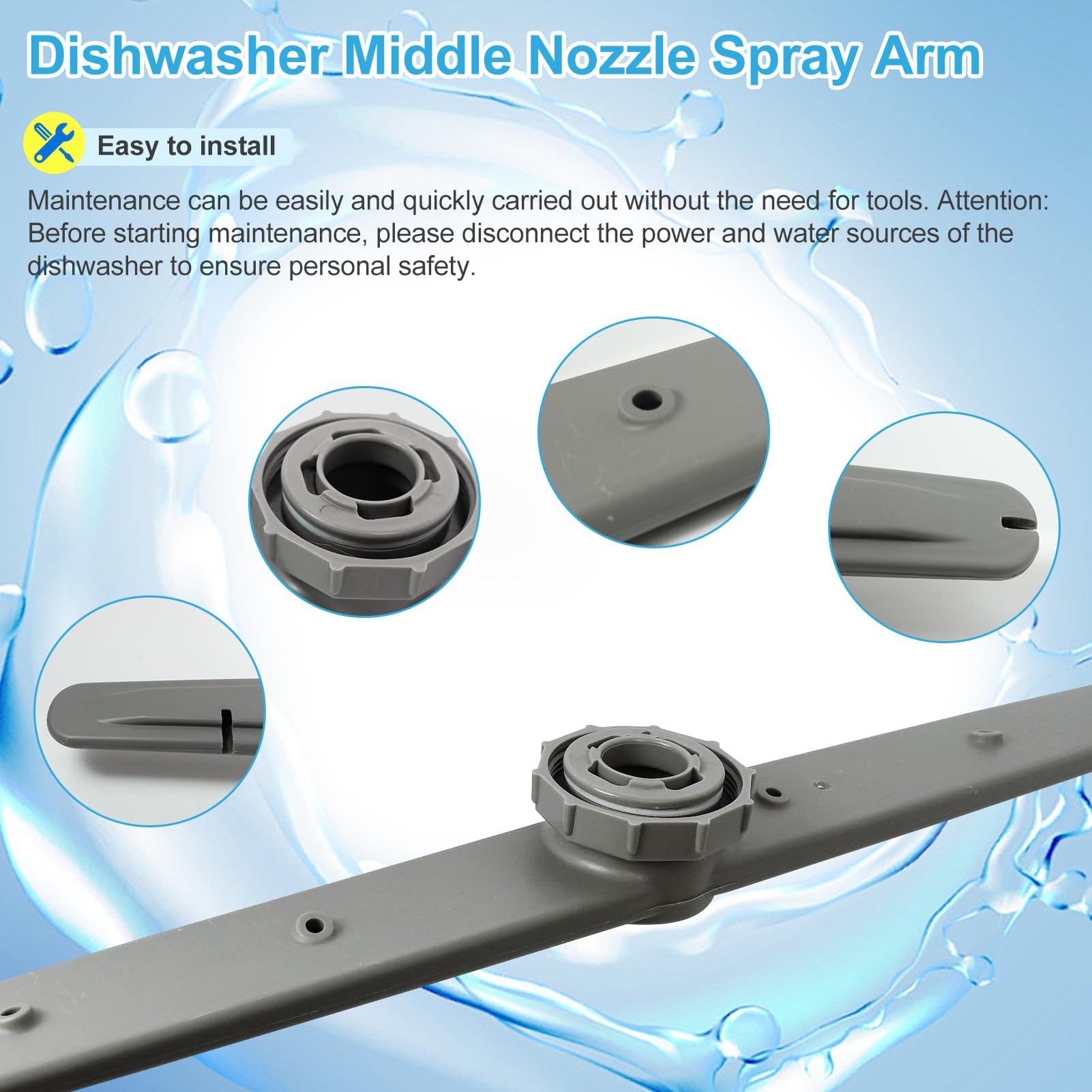 DD82-01064A - Braccio spruzzatore centrale per lavastoviglie, compatibile con lavastoviglie di ricambio per lavastoviglie DW80K7050 DW80K5050 DW80R5060 DW80R5061 DW80T5041