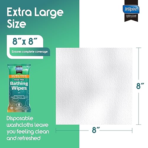 Miniatura 3 de Inspire Toallitas corporales ultra gruesas sin enjuague, toallitas de baño, toallitas húmedas sin enjuague, gruesas y fuertes, extra grandes con