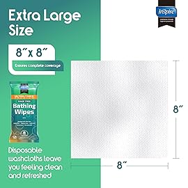 Inspire Ultra Thick Rinse Free Body Wipes, Bathing Wipes, Rinse Free Wet Wipes, Thick Strong Extra Large With Aloe Vera Enriched