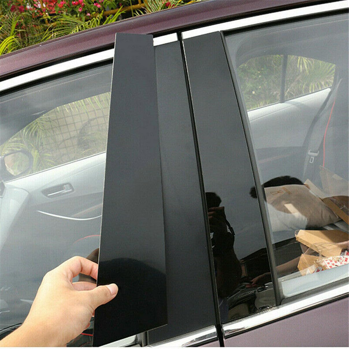 6-Piece Gloss Black Pillar Post Trim Set For Honda Odyssey 2005-2010 - Window Panel Covers
