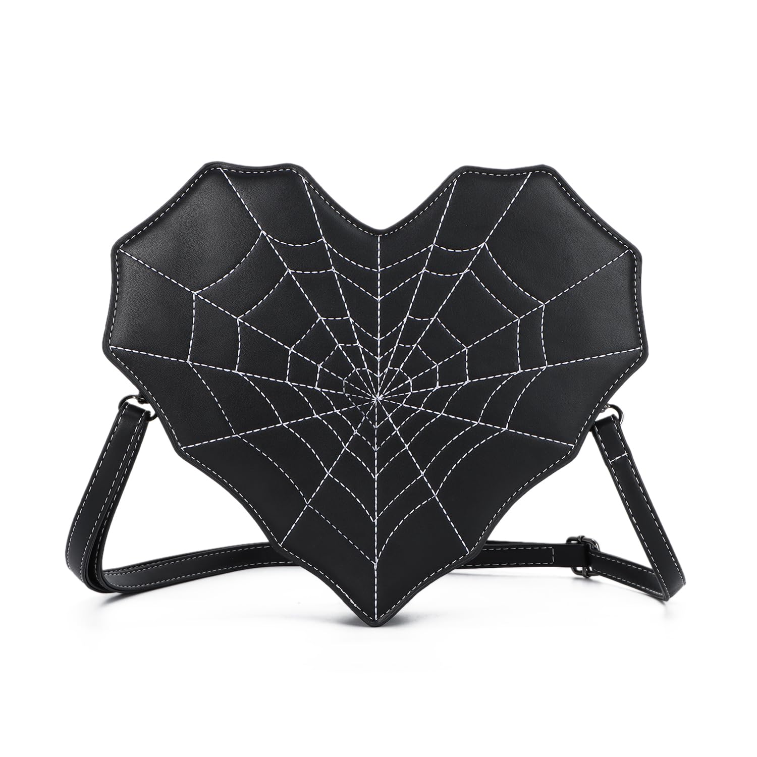 SUKUTU Women Heart Shaped Shoulder Bag Spider Web Gothic Style Backpack Novelty Gothic Leather Crossbody Bag
