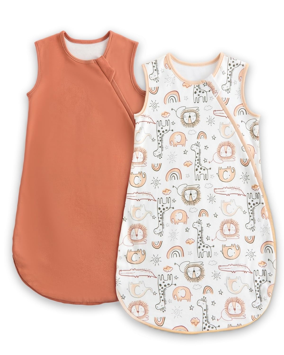 WYTbaby 2er Pack Baby Schlafsack 1.0 Tog, 100% Baumwolle Babyschlafsack für Kleinkind Neugeborene Jungen Mädchen 6-12 Monate,Orange