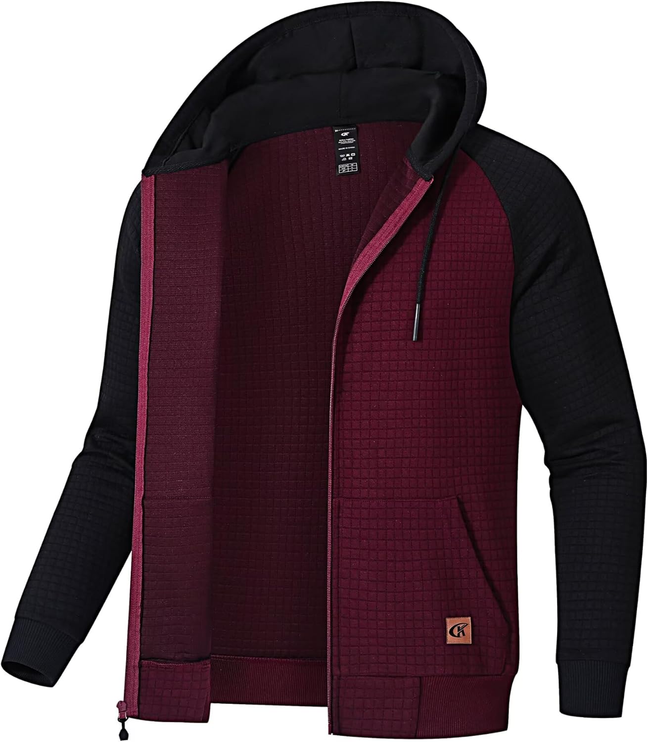 Satankud Men's Jacquard PlaidCloth Lightweight Zipper Hoodie Sweatshirt Jacket