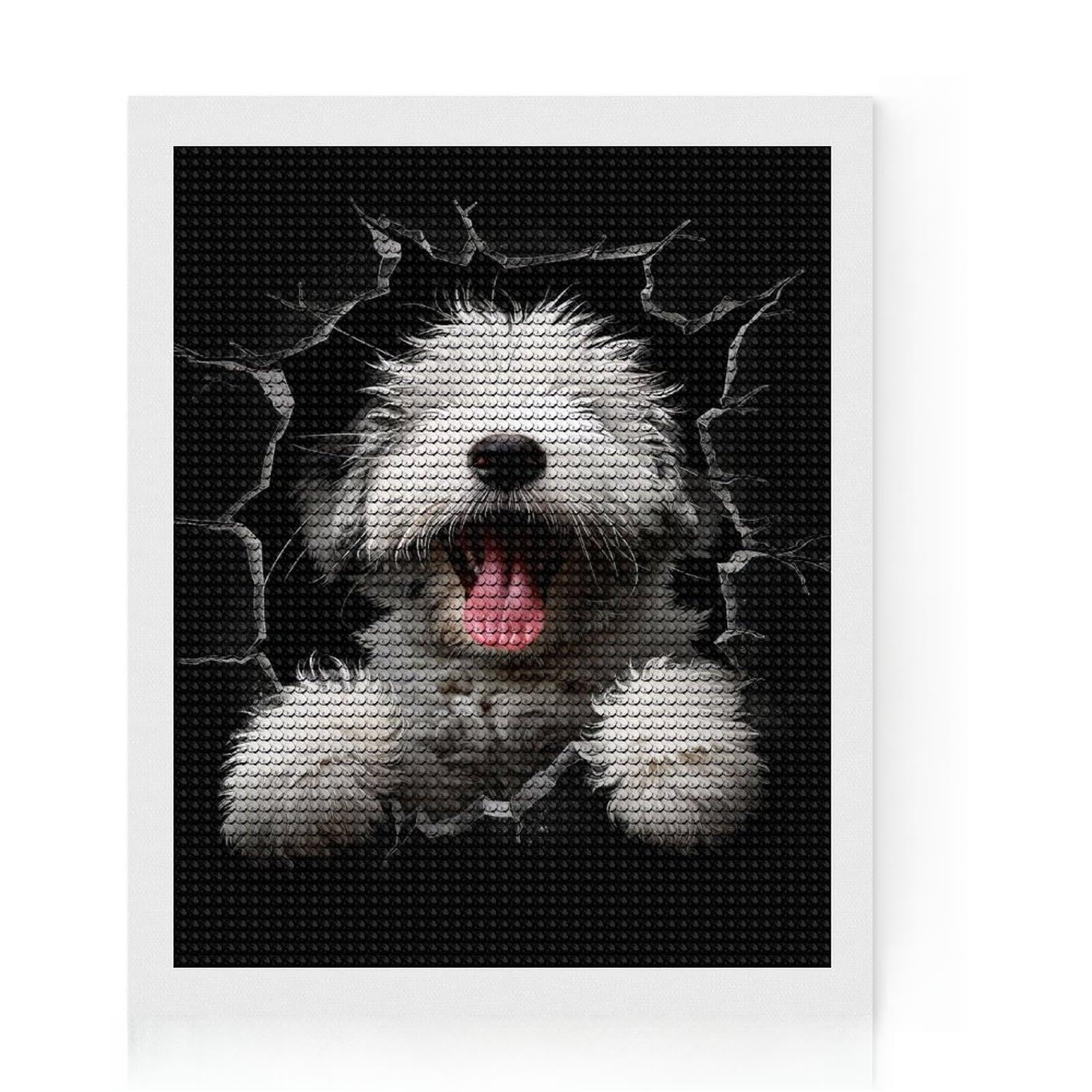 Junmoney Old English Sheepdog Dog Full Drill Diamond Painting Kit 16"x20", for Beginners, Relaxing DIY, Full Kit Included, Thoughtful Present