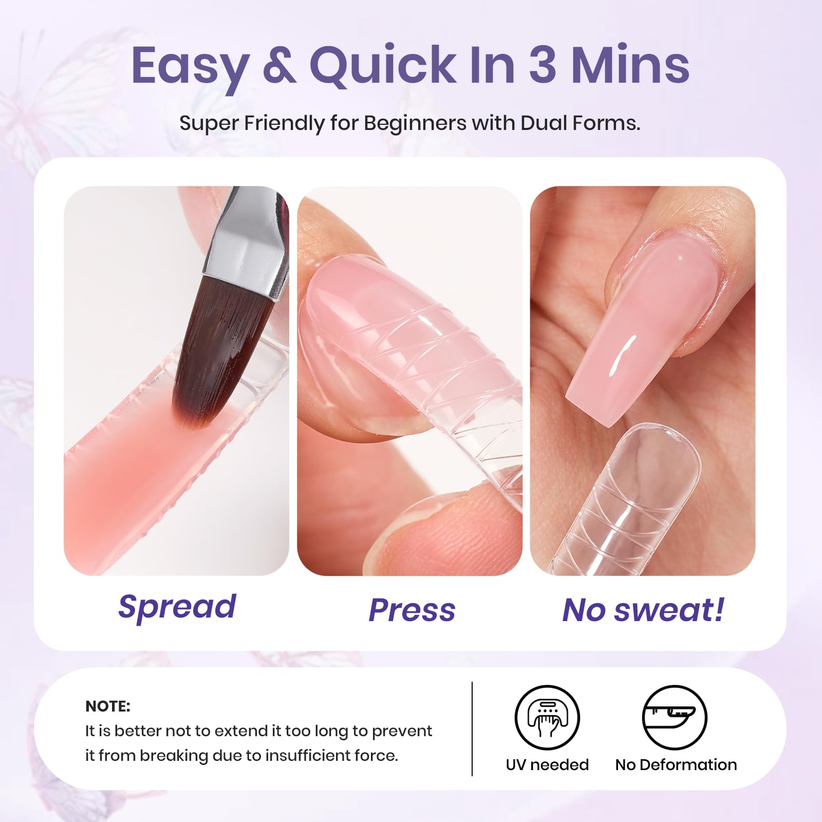 Beetles Poly Nail Gel Kit - 6 Colors Jelly Nude Extension Kit with Slip Solution Builder Nail Enhancement for Beginner & Professional Long Lasting DIY Home Christmas Gift for Women, UV & LED Needed