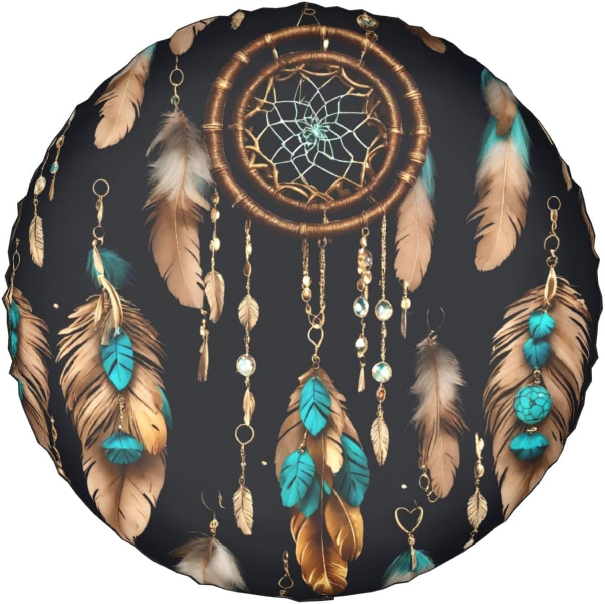 Feather Print Tire Cover Universal Spare Wheel for Trailer Rv SUV Truck Camper Travel Accessories