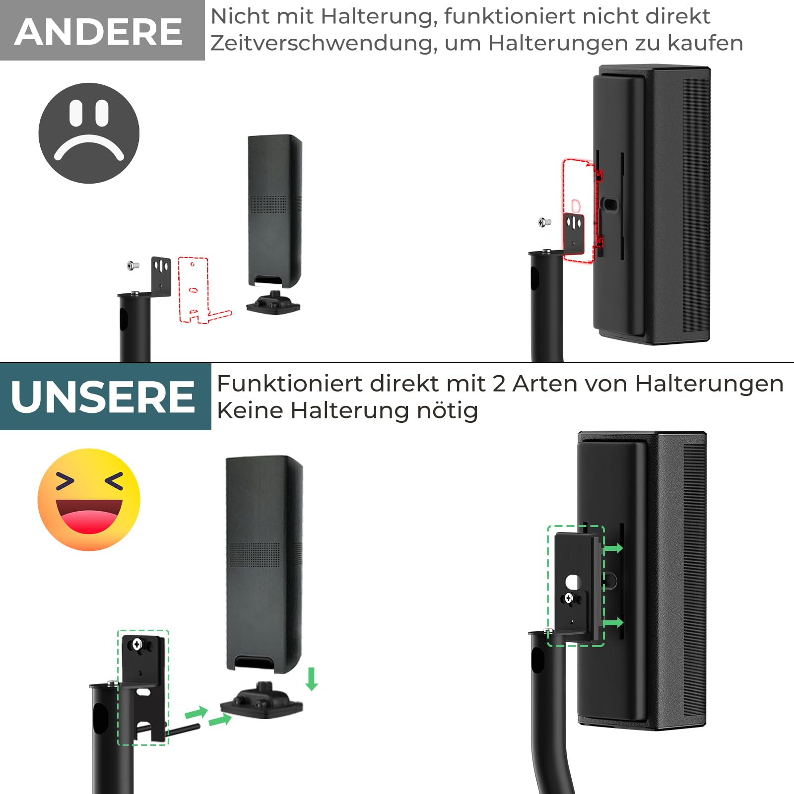Höhenverstellbarer Ständer für Bose Surround 700, OmniJewel Lifestyle 650, für Bose-Lautsprecherständer mit Slideconnect Halterung, for CineMate GS Serie II, für OmniJewel Ständer