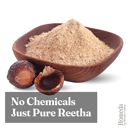 Miniatura 6 de Homeda Reetha - Polvo para cabello, jabón orgánico de nueces en polvo para el cabello (17 oz - 500g) 100% puros indios polvos de baño - Aritha en