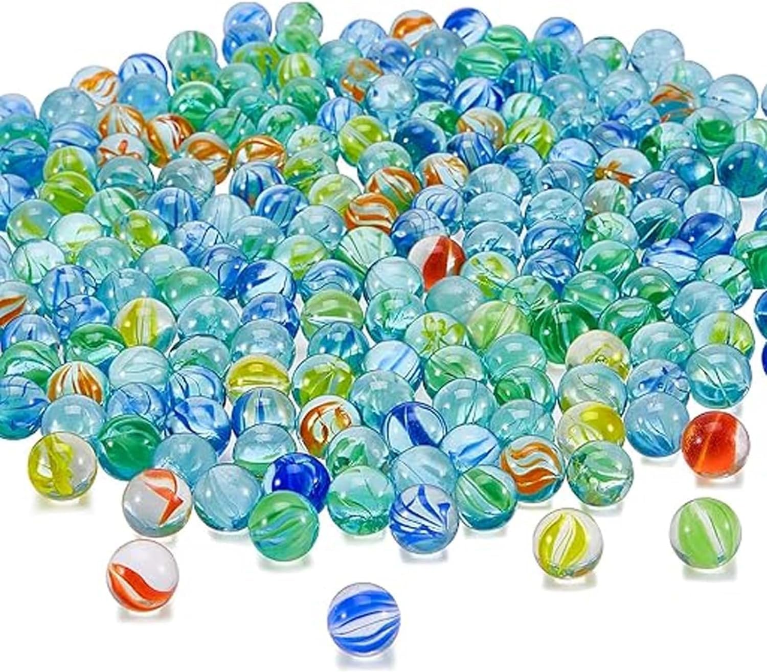 FAMBIZ Glass Marbles Set For Kids, Indoor & Outdoor Games, Eye-Catching, Hand-Eye Coordination, Durable, Easy To Carry, Compact And Portable, Arts, Crafts & Creative, Assorted Colour (300-pcs)