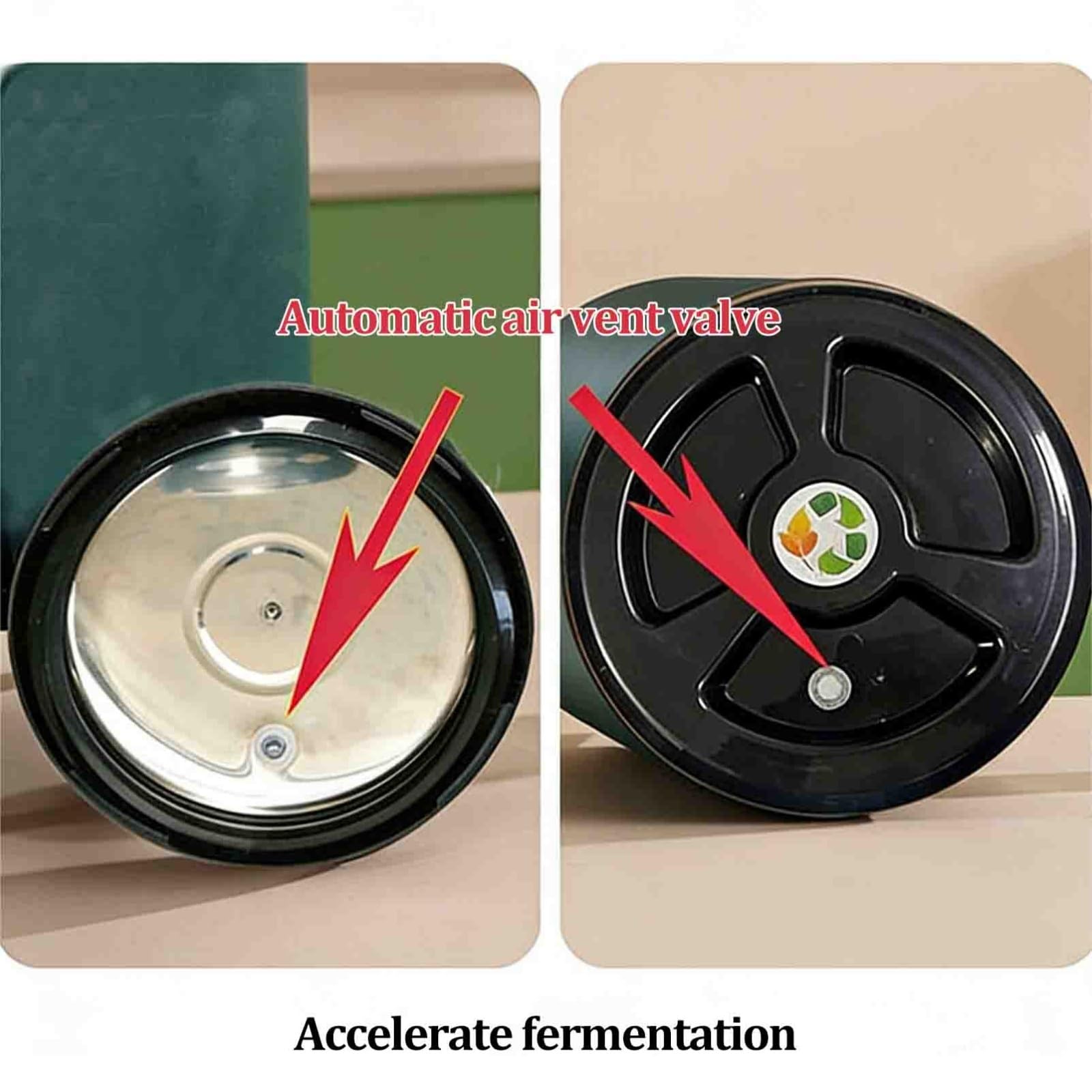 Küchenkomposter, rostfreier und geruchloser Kompostbehälter mit Deckel für Küchenabfälle und Recycling (12 l, Grün)