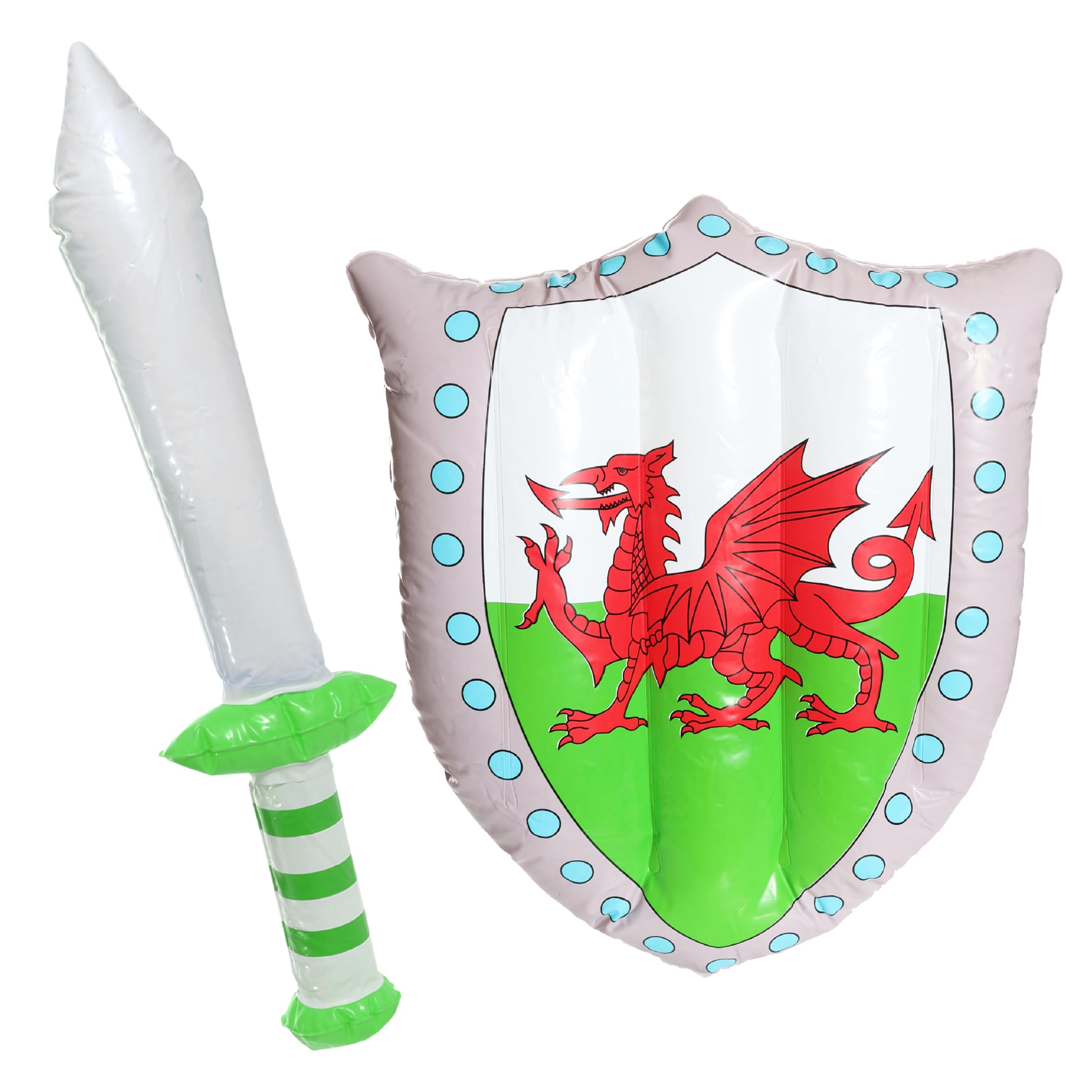Inflatable Welsh Flag Sword & Shield - Pack Of 1 - Fancy Dress Accessory St David's Day Wales Football Rugby