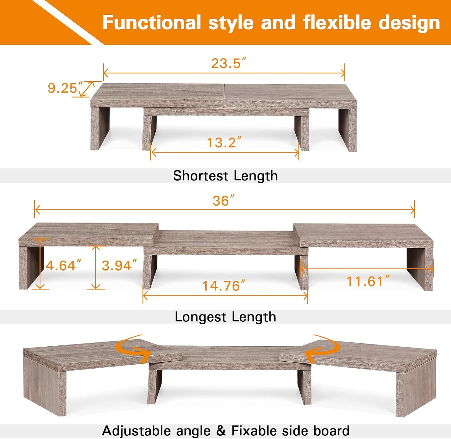 Suреr Sаlе 🛒 SUPERJARE Monitor Stand Riser, Adjustable Screen Stand for Laptop Computer/TV/PC, Multifunctional Desktop Organizer - Cream Gray